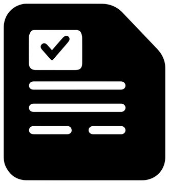 Solid black filled icon of a disregarded entity tax form with a checkbox and lines on a white background symbolizing tax exemption or ignored document