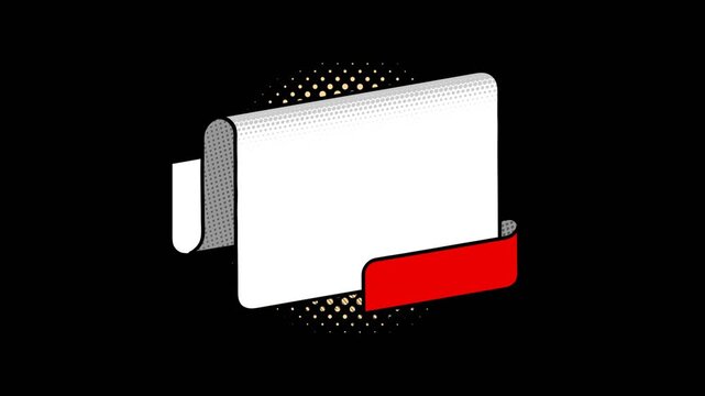vector blank ribbon banner design reveal opening effect with alpha channel