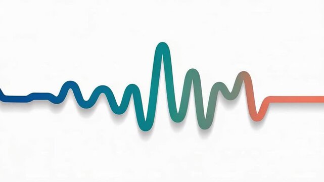Dynamic abstract audio music rhythm moving sound frequency wave line fading into sudden red flatline symbolizing urgent medical monitor heartbeat pulse stopping against clean white background
