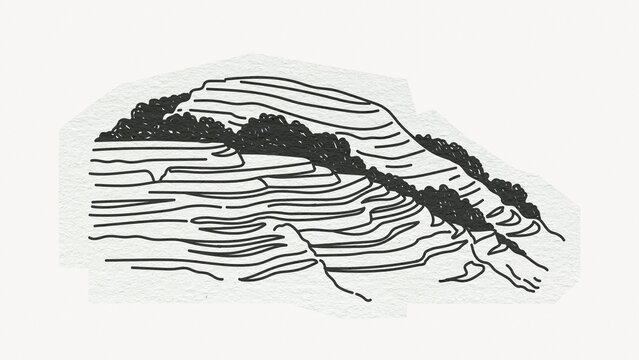 Batad Rice Terraces, historical landmark in Philippines, line art collage element