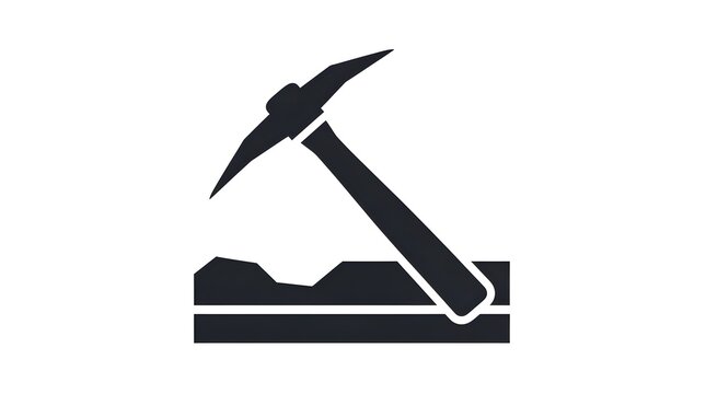Pickaxe positioned over a mining seam serves as a symbolic representation of industrial resource extraction and geological labor.