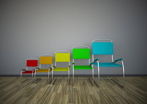 3d illustration, Growing chairs chart
