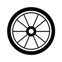 Fototapeta premium spokedwheel, spokedwheelicon, wheelicon, wheel, rim, spokes, circular, transport, vehicle, bicycle, cart, rotation, motion, engineering, mechanical, outline, lineicon, vector, illustration