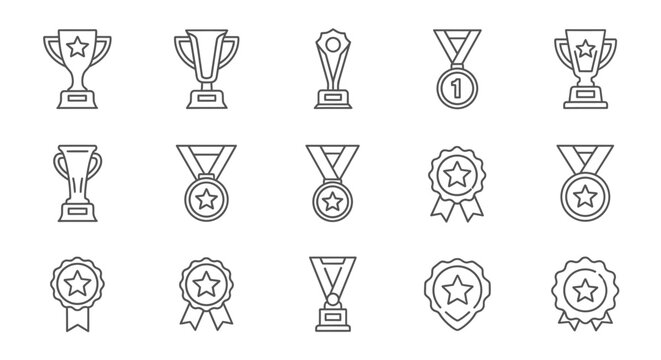 A collection of various award icons and medals.