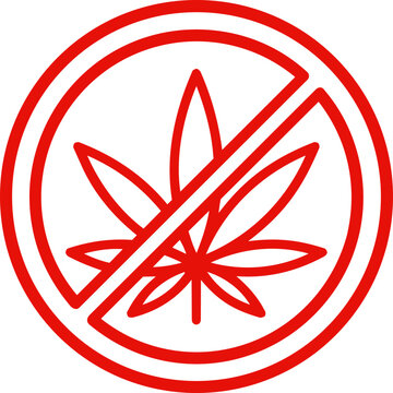 No Cannabis Allowed Sign Icon &ndash; Prohibited Marijuana Symbol
