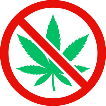 No Cannabis Allowed Sign Icon &ndash; Prohibited Marijuana Symbol