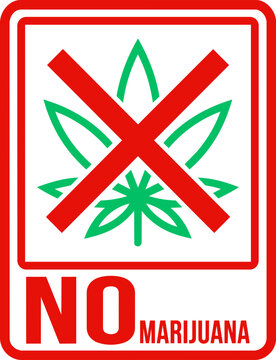 No Cannabis Allowed Sign Icon &ndash; Prohibited Marijuana Symbol
