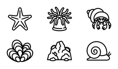 Ocean Life Icons, Marine Creatures Vector Set, Sea Animal Graphics, Underwater Collection © Farid