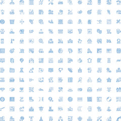 Naklejka premium Comprehensive collection of various blue line icons, illustrating a wide range of subjects and concepts for graphic design projects and digital interfaces