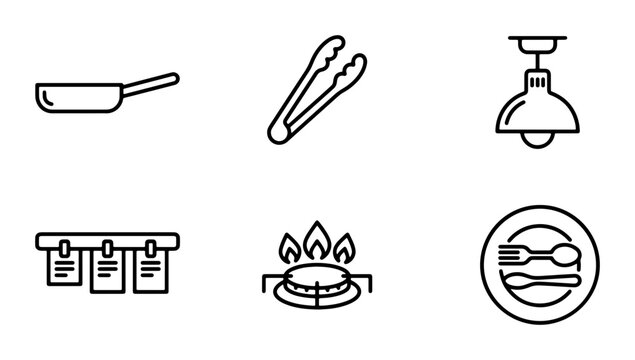 Kitchen Utensils and Appliances Vector Icons, Cooking Tools, Culinary Elements, Home Design Graphics