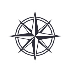 Fototapeta premium compassrose, compass, directions, navigation, north, south, east, west, orientation, map, travel, guide, blackandwhite, vector, icon, illustration, isolated