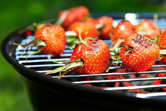 Grilled strawberries spicked with rosmary
