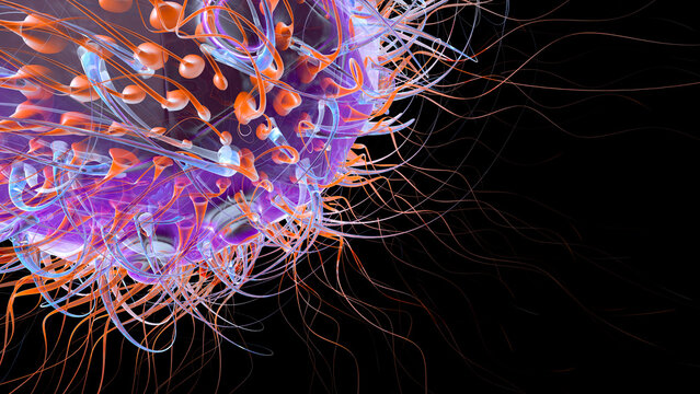 Virus similar to HI virus, 3D Rendering