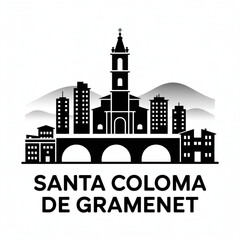 Santa Coloma de Gramenet Spain Skyline Silhouette — A Dense Hillside Urban City Vector Illustration © Greener