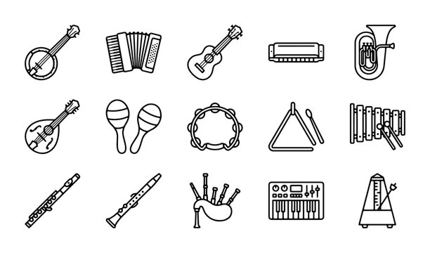 Musical Instruments Collection: 15 Vector Icons for Music Education and Performance