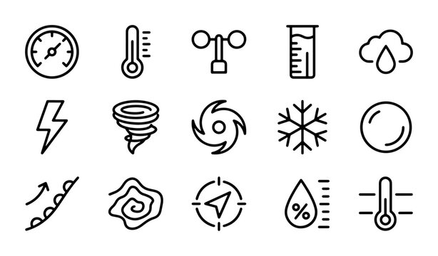 Weather Icons Set: Meteorology, Climate, Forecasting Tools, Meteorology Symbols, Meteorology Icons