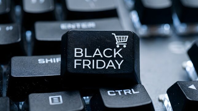 Black friday shopping key on a computer keyboard