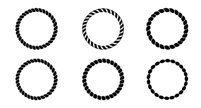 ropecircle, roperingframe, circularropeframe, ropeborder, nauticalframe, decorativeframe, ropeillustration, marine, maritime, rustic, outline, border, roundframe, vector, illustration, isolated, black
