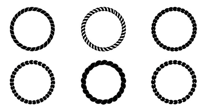 circularropeframe, roperingframe, ropeborder, ropecircle, nauticalframe, decorativeframe, ropeillustration, marine, maritime, rustic, outline, border, roundframe, vector, illustration, isolated, black