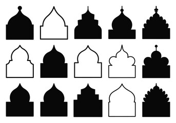 Obraz premium A collection of various islamic mosque dome silhouettes and architectural arch