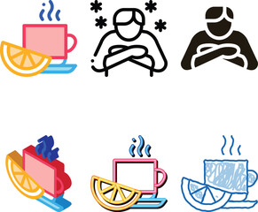 Fototapeta premium Lemon Tea Cup series Icon Vector. Outline Lemon Tea Cup Sign. Isolated Contour Symbol
