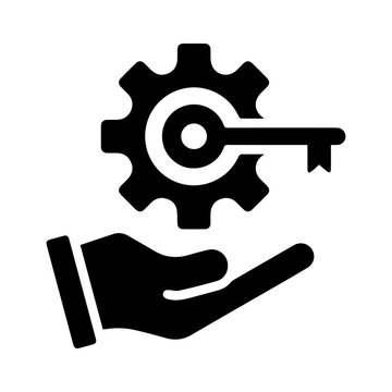 Hand holding gear and key