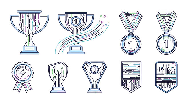 Collection of various award icons and trophies.