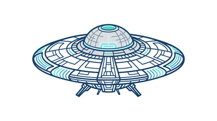 Futuristic flying saucer alien spacecraft illustration. © Stecu