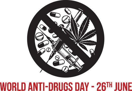 Illustration of drug paraphernalia with antidrug message