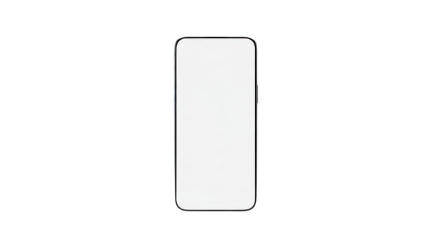 Modern smartphone mockup with blank white screen, minimalist mobile phone device template, sleek digital cellular telephone for app presentation isolated PNG with Transparent Background