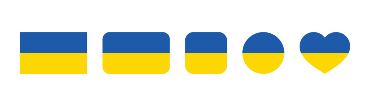 Ukraine flag shapes in blue and yellow