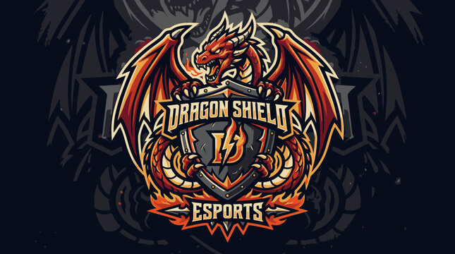 Dragon Shield Esports Gaming Logo Design.