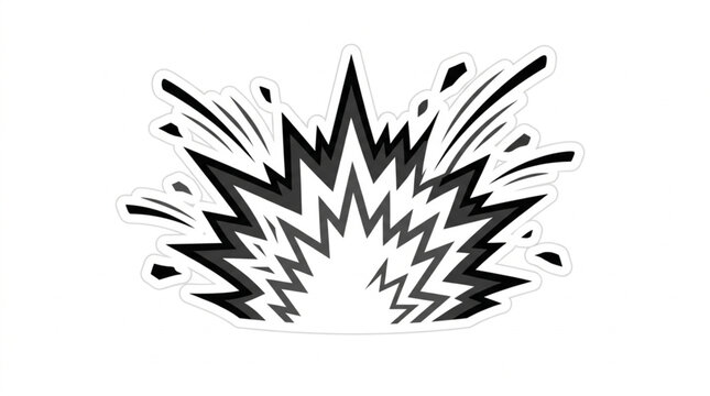 Explosion graphic with sharp jagged lines and splashes.
