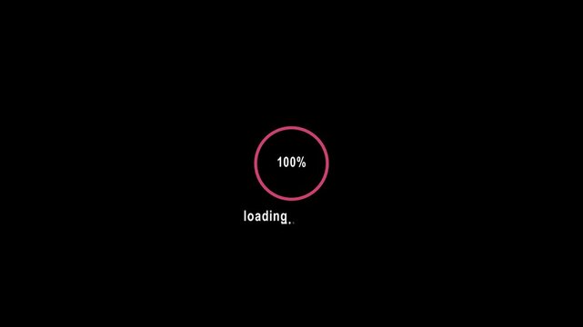 Software program downloading in a circle red per cents on the black screen of the device motion animation 4k video...
