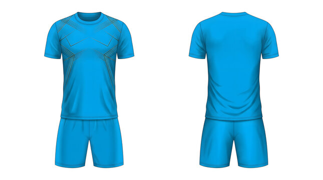 Blue soccer jersey kit template front and back view