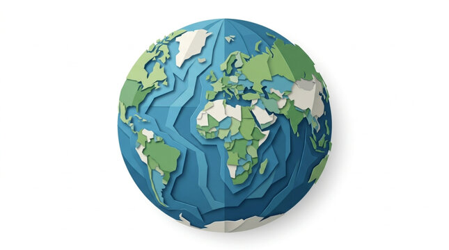 Clay model of planet Earth showing continents and oceans.