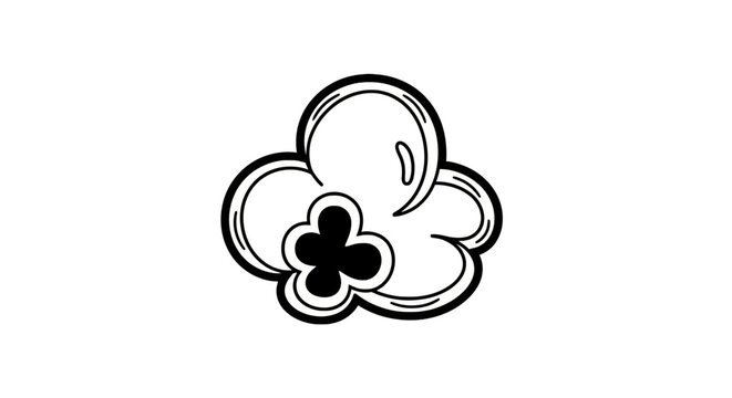 Minimalist popcorn kernel icon in black line art style