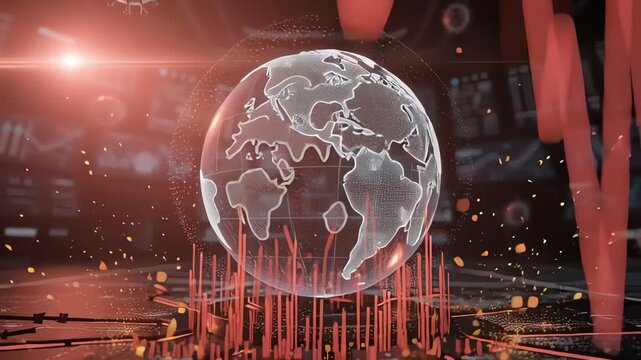 Digital Globe With Financial Market Data Visualization.