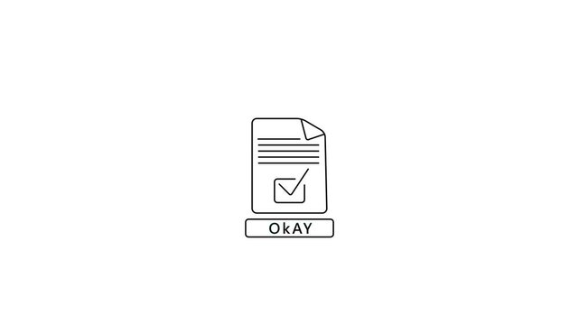 File #: acquiescent button with document and check-mark on black background.Check mark icon with document.