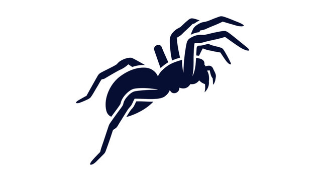 Spider jumping in midair side view silhouette vector icon
