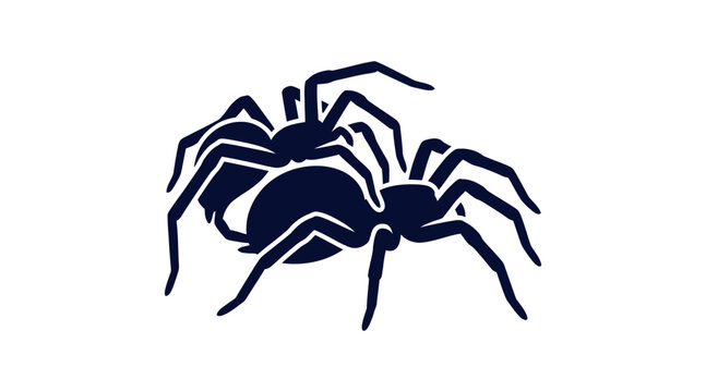Two spiders mating side profile silhouette vector illustration