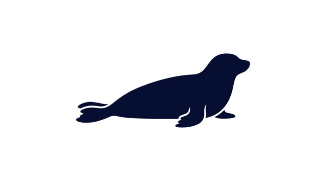Seal lying flat on ground side profile vector illustration