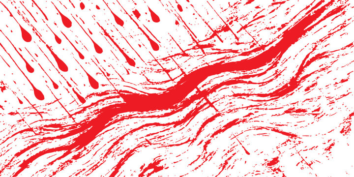 An abstract red background with grunge texture and geometric paint lines forms a decorative border frame for a Valentine or Christmas card design illustration