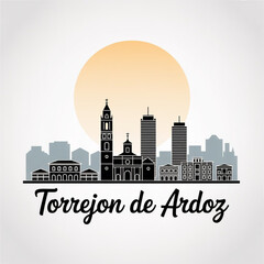 Torrejon de Ardoz Skyline Silhouette — A Modern Metropolitan City in Spain Vector Illustration © Greener