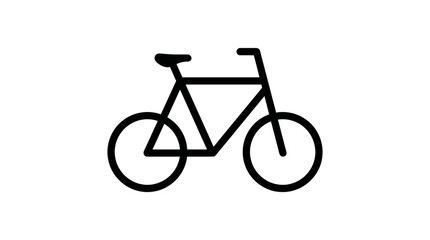 Fototapeta premium Minimalist black-and-white bicycle icon outline – vector line art for cycling, transportation, branding, UI design and icons.