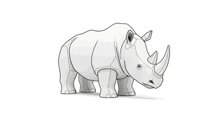African rhinoceros line art standing profile © Patrick