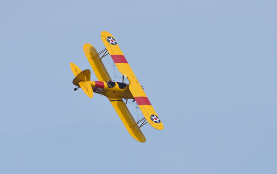 Vintage -Stearman Model 75 in flight