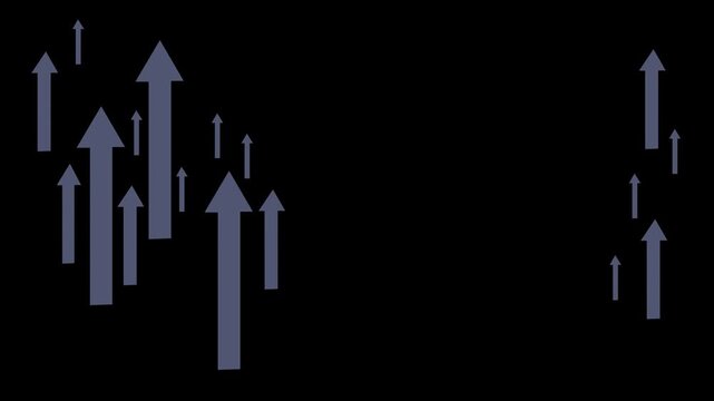 A series of sliver upward arrows on a black background symbolised growth and success motion animation 4k video...