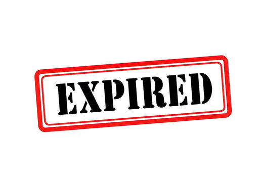 Red rubber stamp impression with the word expired on a plain surface for document status and validity concepts for official records and forms isolated on a transparent background