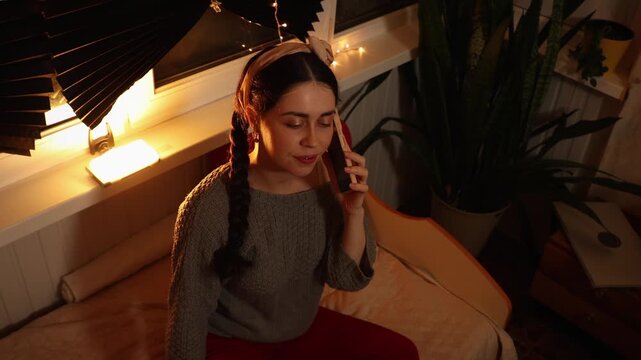 Young student balancing entertainment and personal communication during a festive evening. Modern social life concept.